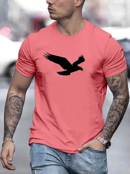 3D Digital Printing Eagle Solid Color Men's Casual Short-sleeved T-shirt