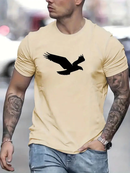 3D Digital Printing Eagle Solid Color Men's Casual Short-sleeved T-shirt