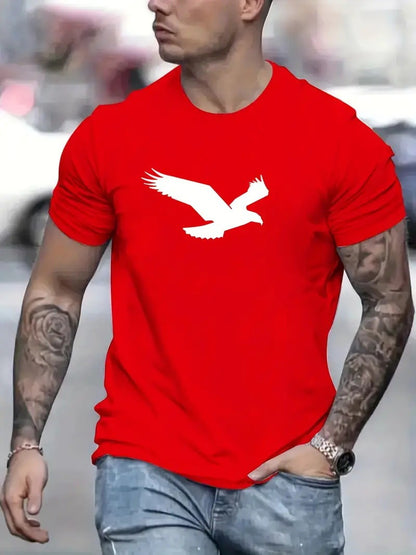 3D Digital Printing Eagle Solid Color Men's Casual Short-sleeved T-shirt