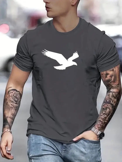 3D Digital Printing Eagle Solid Color Men's Casual Short-sleeved T-shirt