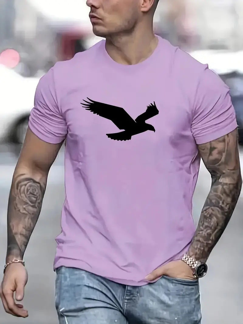 3D Digital Printing Eagle Solid Color Men's Casual Short-sleeved T-shirt